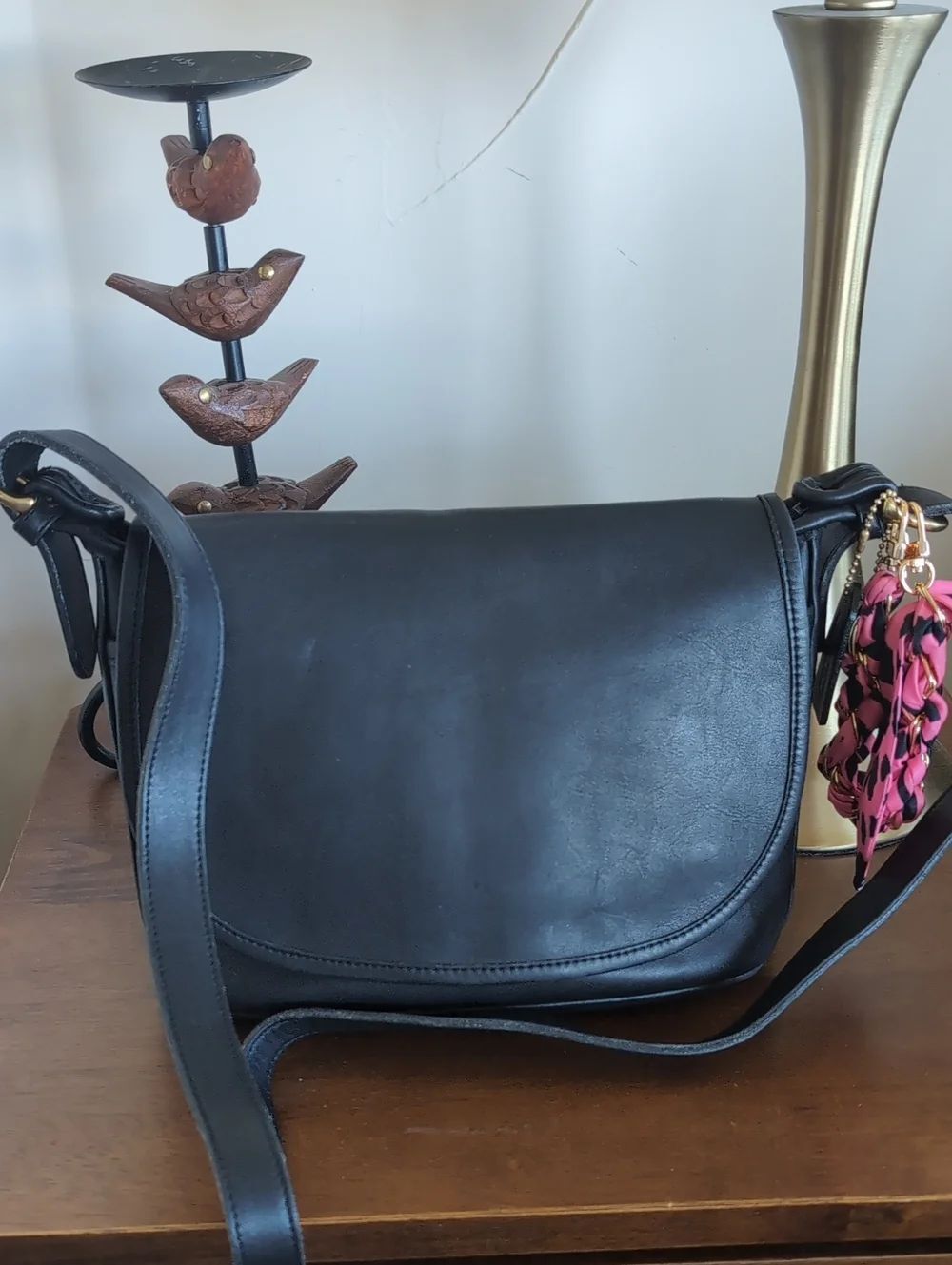 VINTAGEโCOACH ๐คBlack leather Flap Messenger bag 4150 Fletcher Crossbody